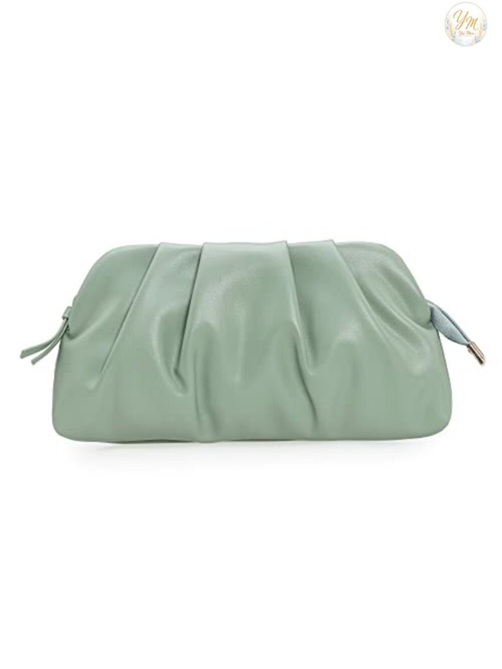 Soft Vegan Leather Pleated Clutch Evening Bag Detachable Chain Strap